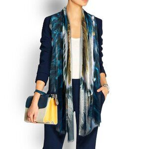 Regal Blue Angel Wings & Feathers Long Bluebird Scarf Wrap